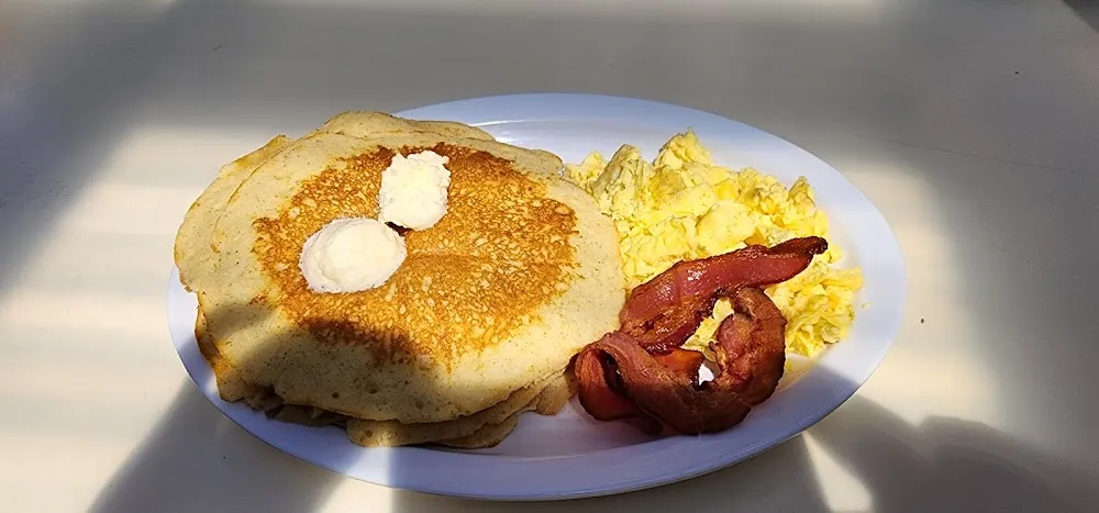 Corn Cakes with Eggs and Bacon